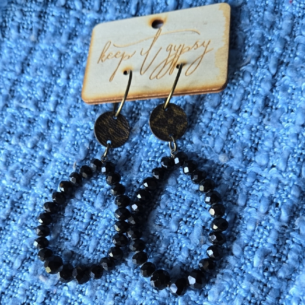 Black Beaded Earrings